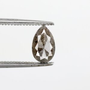 1.09 ct Natural Salt and Pepper Grey Pear Rose Cut Shape Diamond