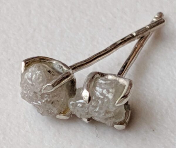 4.5mm White Raw Diamond Sterling Silver Studs (Earrings) - Image 6