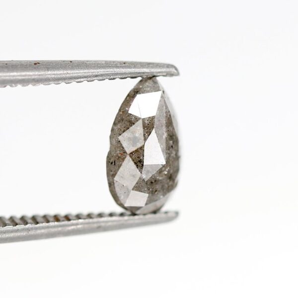 1.09 ct Natural Salt and Pepper Grey Pear Rose Cut Shape Diamond - Image 4