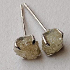 5.5mm Yellow Raw Diamond Sterling Silver Studs (Earrings)