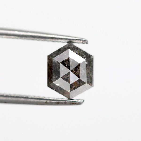 1.29 ct Natural Salt and Pepper hexagon step cut Shape Diamond