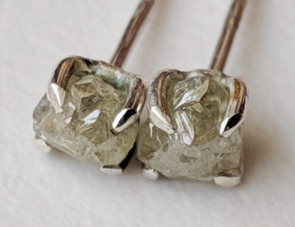 4mm Grey White Raw Diamond Sterling Silver Studs (Earrings) - Image 3