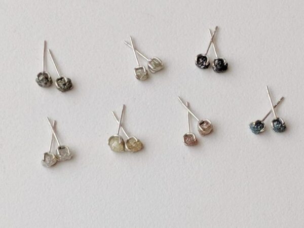 4.5mm Blue Raw Diamond Sterling Silver Studs (Earrings) - Image 5
