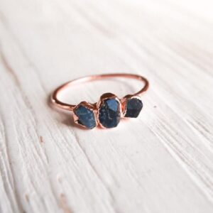 Stackable Raw Sapphire Triple Ring