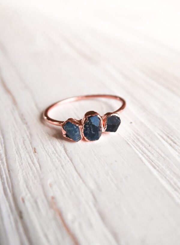 Stackable Raw Sapphire Triple Ring