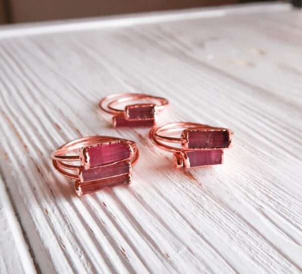 Raw Pink Tourmaline Bar Ring - Image 5