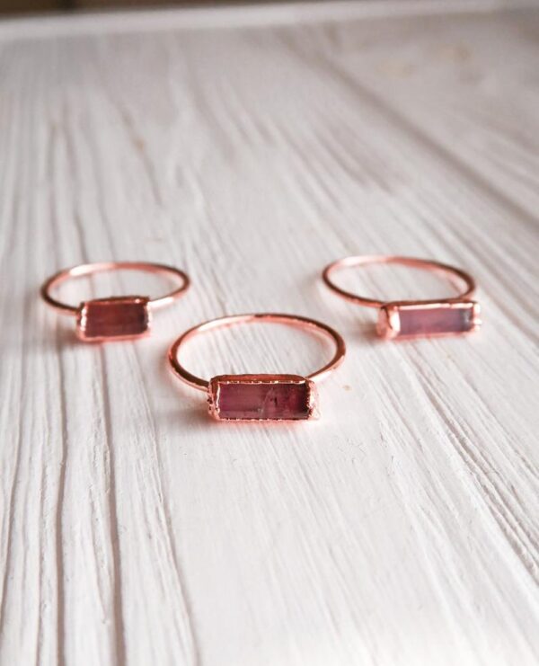 Raw Pink Tourmaline Bar Ring - Image 2