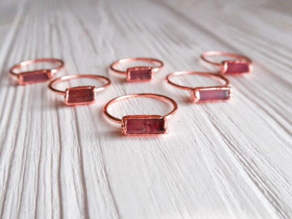 Raw Pink Tourmaline Bar Ring - Image 3