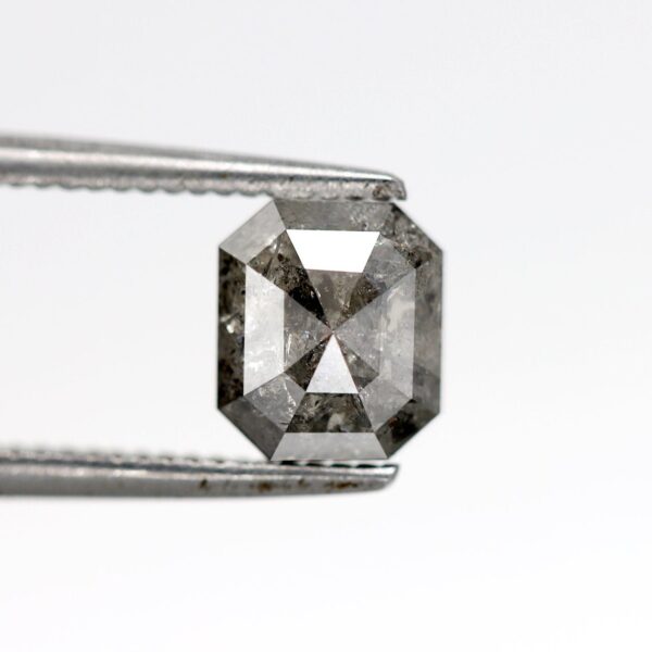 1.22 Ct Natural Salt and Pepper emerald step shape Diamond