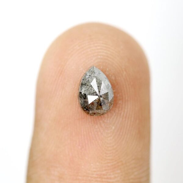 0.97 Ct Natural Salt and Pepper Pear Shape Diamond - Image 6