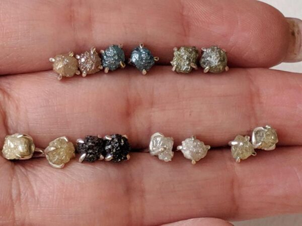 5mm Black Raw Diamond Sterling Silver Studs (Earrings) - Image 5