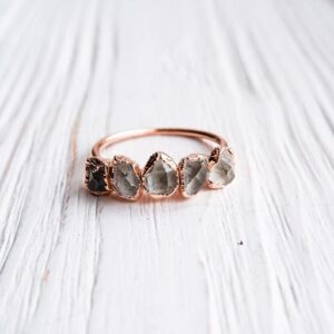 Herkimer Rough Diamond Triple Ring