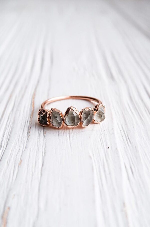 Herkimer Rough Diamond Triple Ring