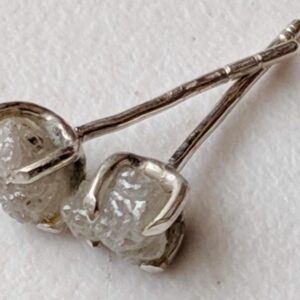 4.5mm White Raw Diamond Sterling Silver Studs (Earrings)