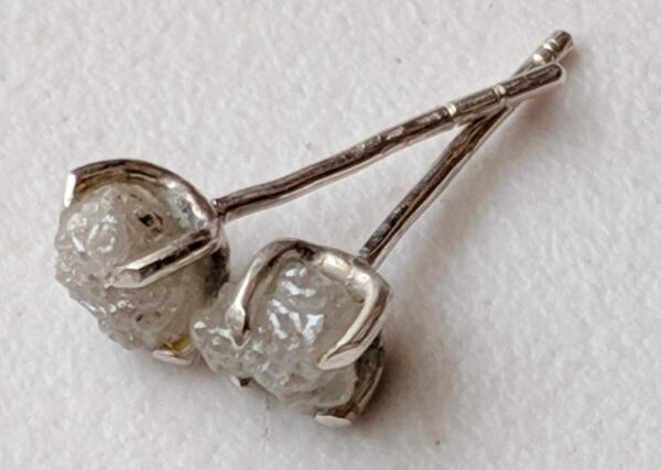 4.5mm White Raw Diamond Sterling Silver Studs (Earrings)