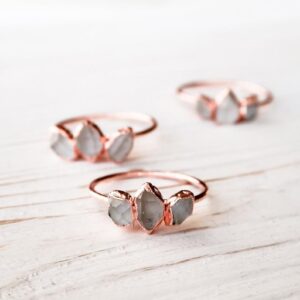 Herkimer Rough Diamond Triple Ring