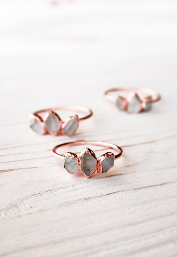 Herkimer Rough Diamond Triple Ring