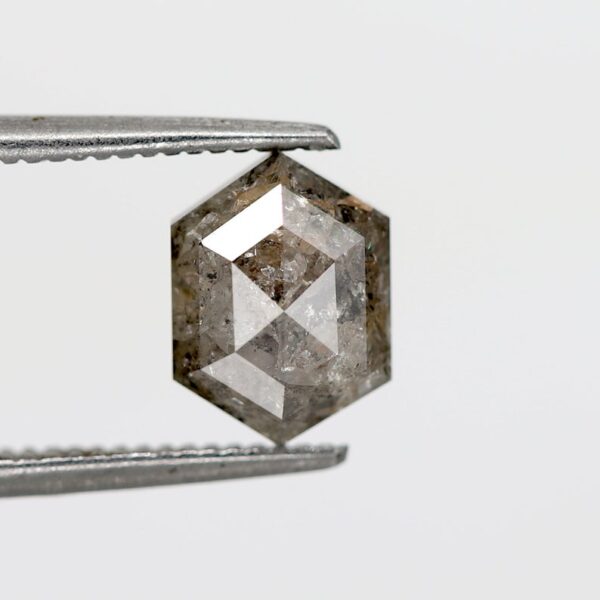 1.36 ct Natural Salt and Pepper Elongated Hexagon Shape Diamond