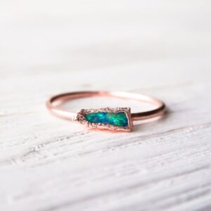 Raw Australian Rough Rose Gold Opal Ring
