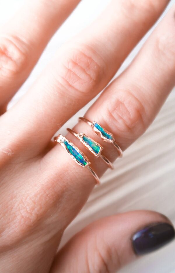 Raw Australian Rough Rose Gold Opal Ring - Image 4