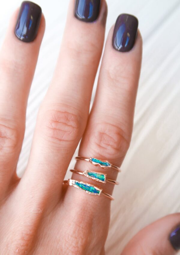 Raw Australian Rough Rose Gold Opal Ring - Image 5