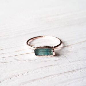 Raw Rose Gold Aquamarine Ring