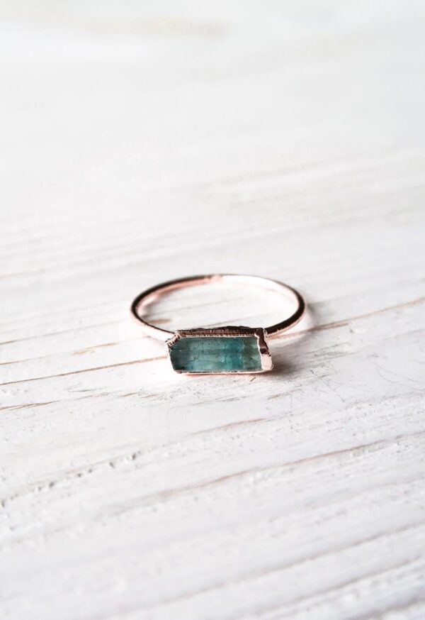 Raw Rose Gold Aquamarine Ring