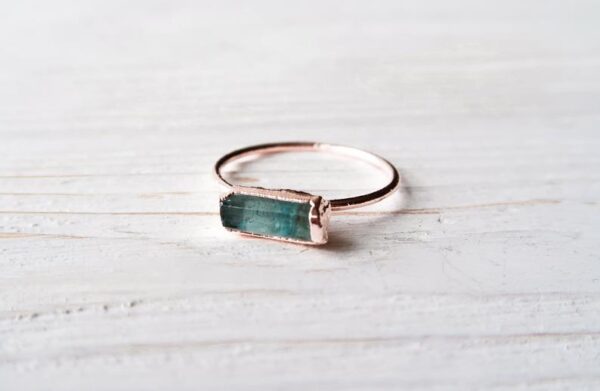 Raw Rose Gold Aquamarine Ring - Image 2