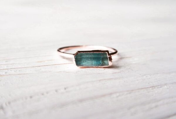 Raw Rose Gold Aquamarine Ring - Image 3