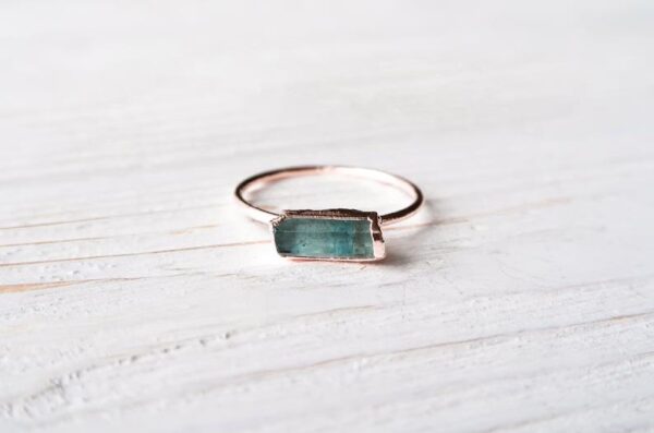 Raw Rose Gold Aquamarine Ring - Image 4