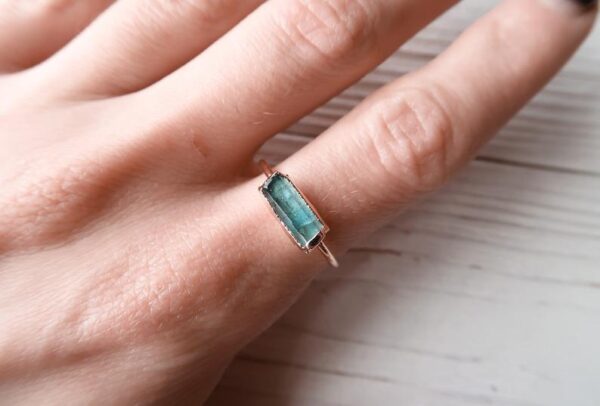 Raw Rose Gold Aquamarine Ring - Image 5