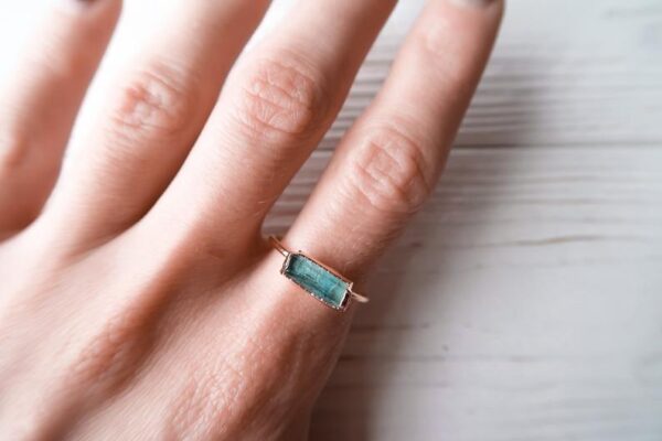 Raw Rose Gold Aquamarine Ring - Image 6