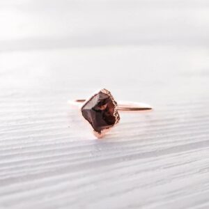Raw Rose Gold Garnet Ring