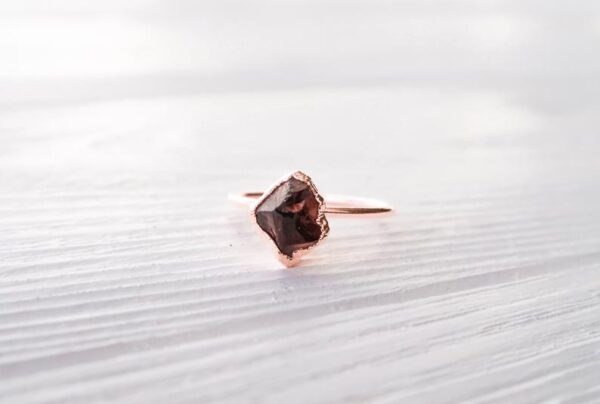 Raw Rose Gold Garnet Ring