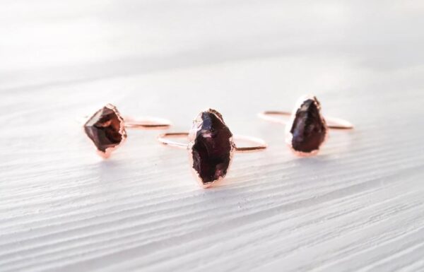 Raw Rose Gold Garnet Ring - Image 2