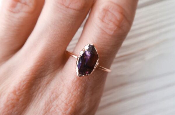 Raw Rose Gold Garnet Ring - Image 5