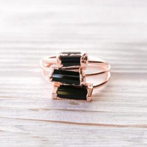 Rough Black Tourmaline Ring