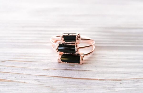 Rough Black Tourmaline Ring