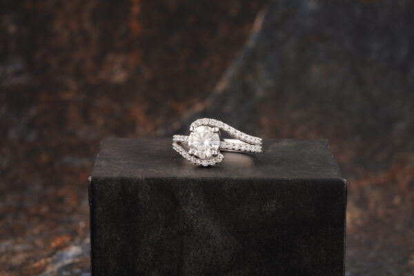 6.5MM Round Moissanite Twig Engagement Ring - Image 3