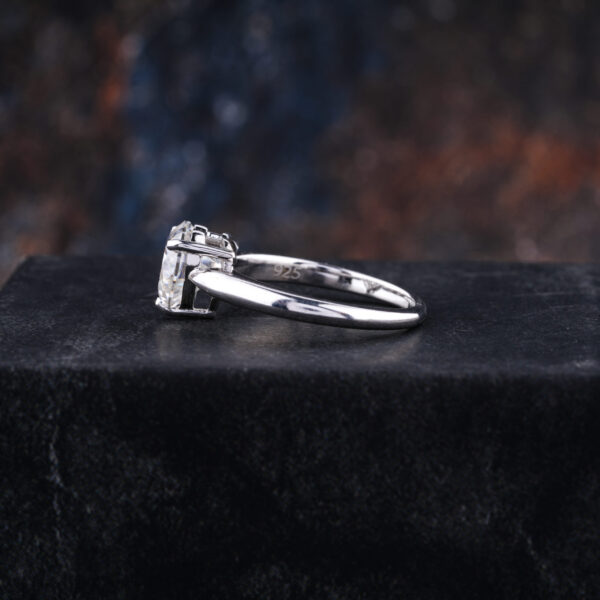 Three Prong 6.5 MM Heart Solitaire Moissanite Diamond Engagement Ring - Image 4