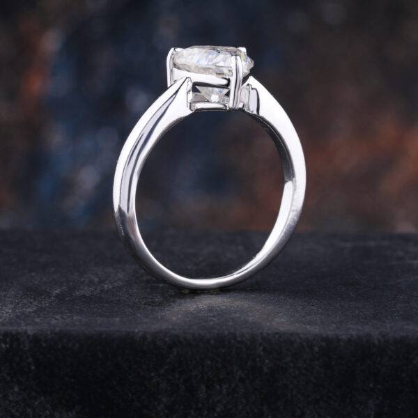 Three Prong 6.5 MM Heart Solitaire Moissanite Diamond Engagement Ring - Image 5