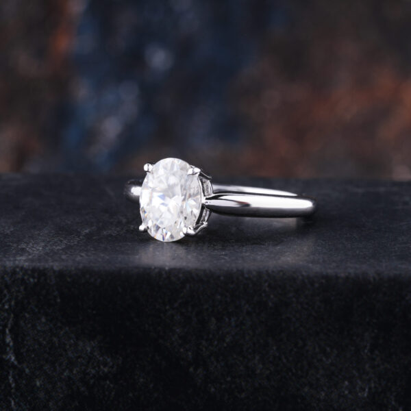 1 Carat Oval Cut Moissanite Engagement Ring - Image 3