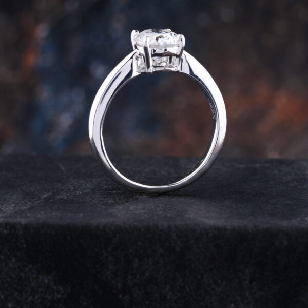 Four Prong Oval Moissanite Solitaire Ring - Image 5