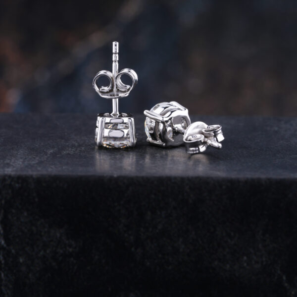 6.5MM Round Cut Moissanite Dainty Gold Wedding Earring - Image 5