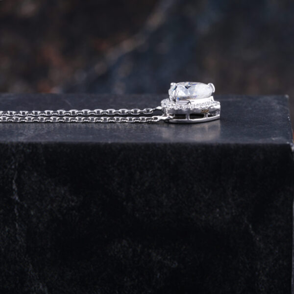 Halo Heart Cut Moissanite Pendent With 18 Inches Necklace - Image 4