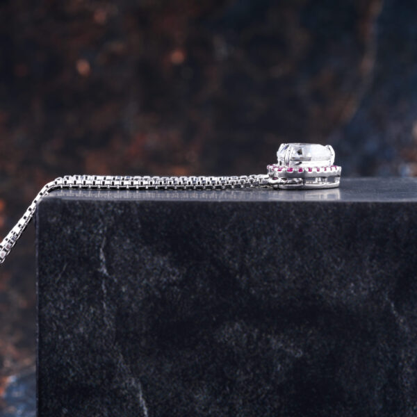 Halo Heart Cut Moissanite Pendent With Red Ruby - Image 4