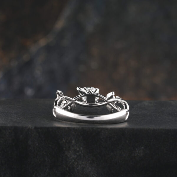 1 CT Round Moissanite Branch Engagement Ring In 14K Solid Gold - Image 5
