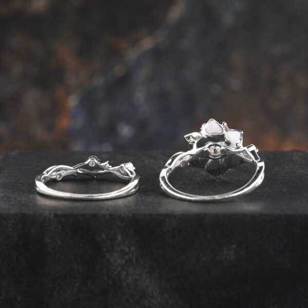 1 Carat Twig Round Moissanite Engagement Ring Set - Image 4