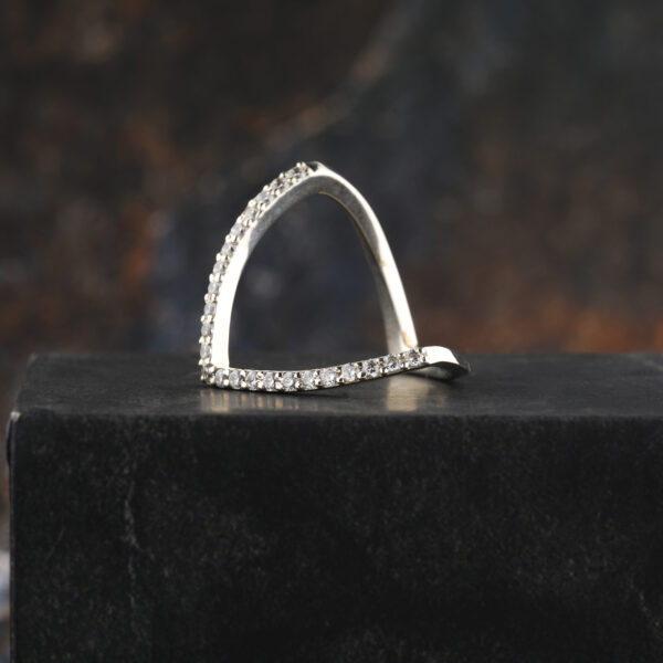 Half Eternity Round Moissanite Unique Wedding Band - Image 3