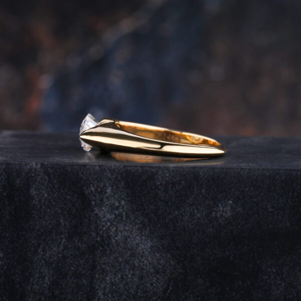 Marquise Cut Moissanite Engagement Ring in Bezel Setting Solid Gold - Image 4